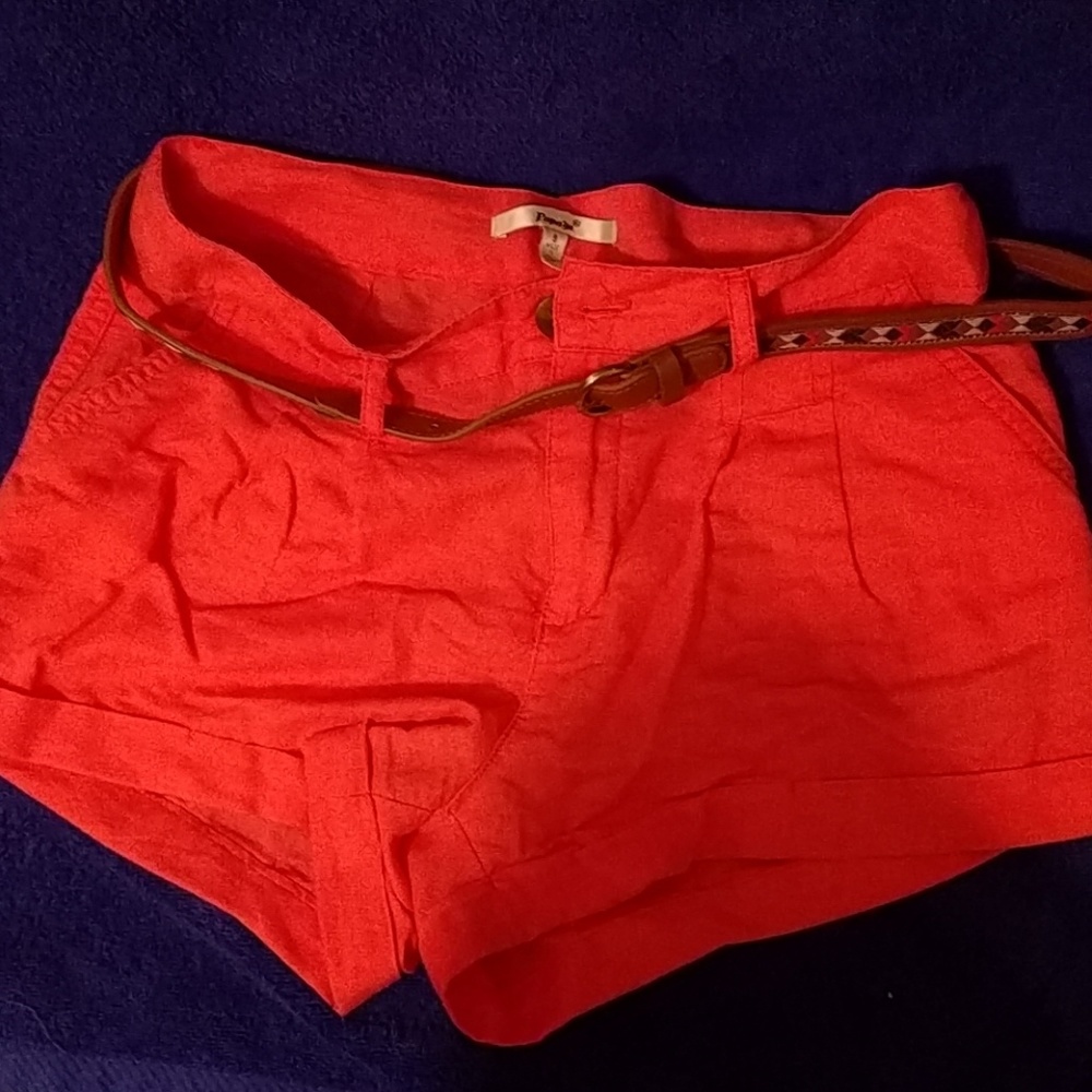 Orange/ coral linen shorts